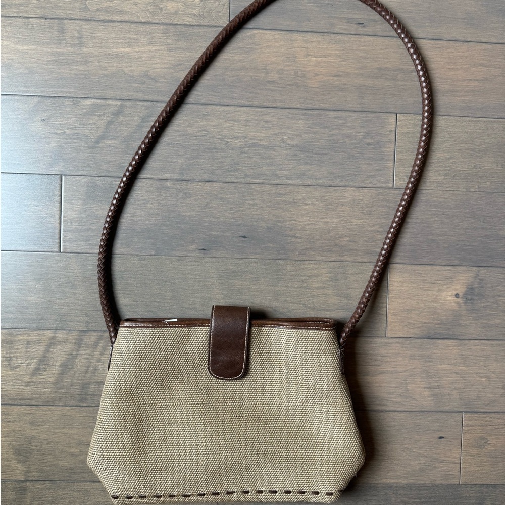 Vintage Woven Tan Cross Body Bag